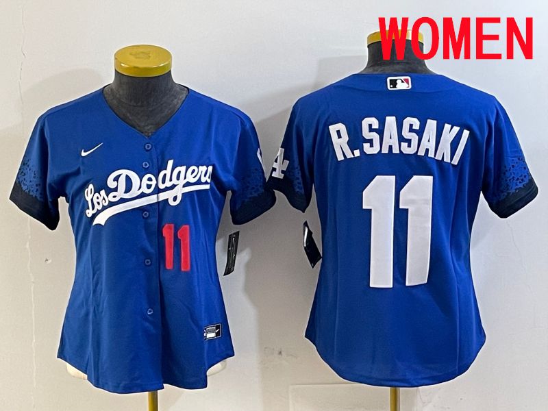 Women Los Angeles Dodgers 11 R.Sasaki Blue City Edition Game 2025 Nike MLB Jersey style 4